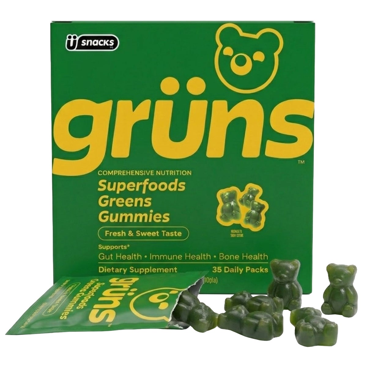 Grüns greens gummies supplement packaging