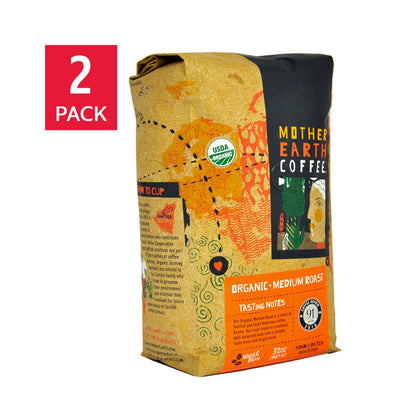 Mother Earth organic medium roast whole bean coffee 2-pack