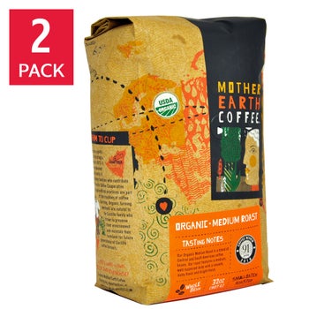 Mother Earth Organic Medium Roast whole bean coffee 2 lb 2-pack