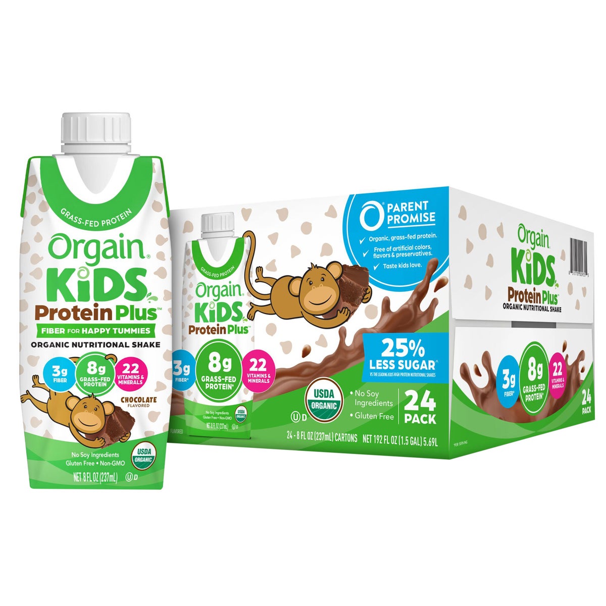 Orgain chocolate kids protein shake 24-pack