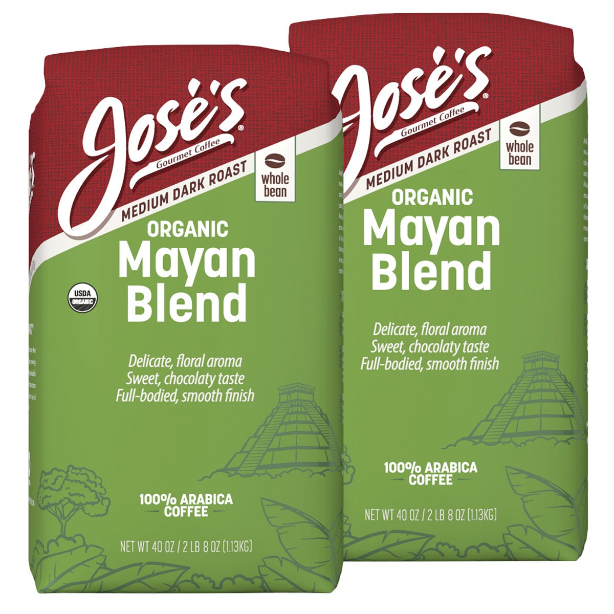 Jose's organic Mayan whole bean coffee 2-pack