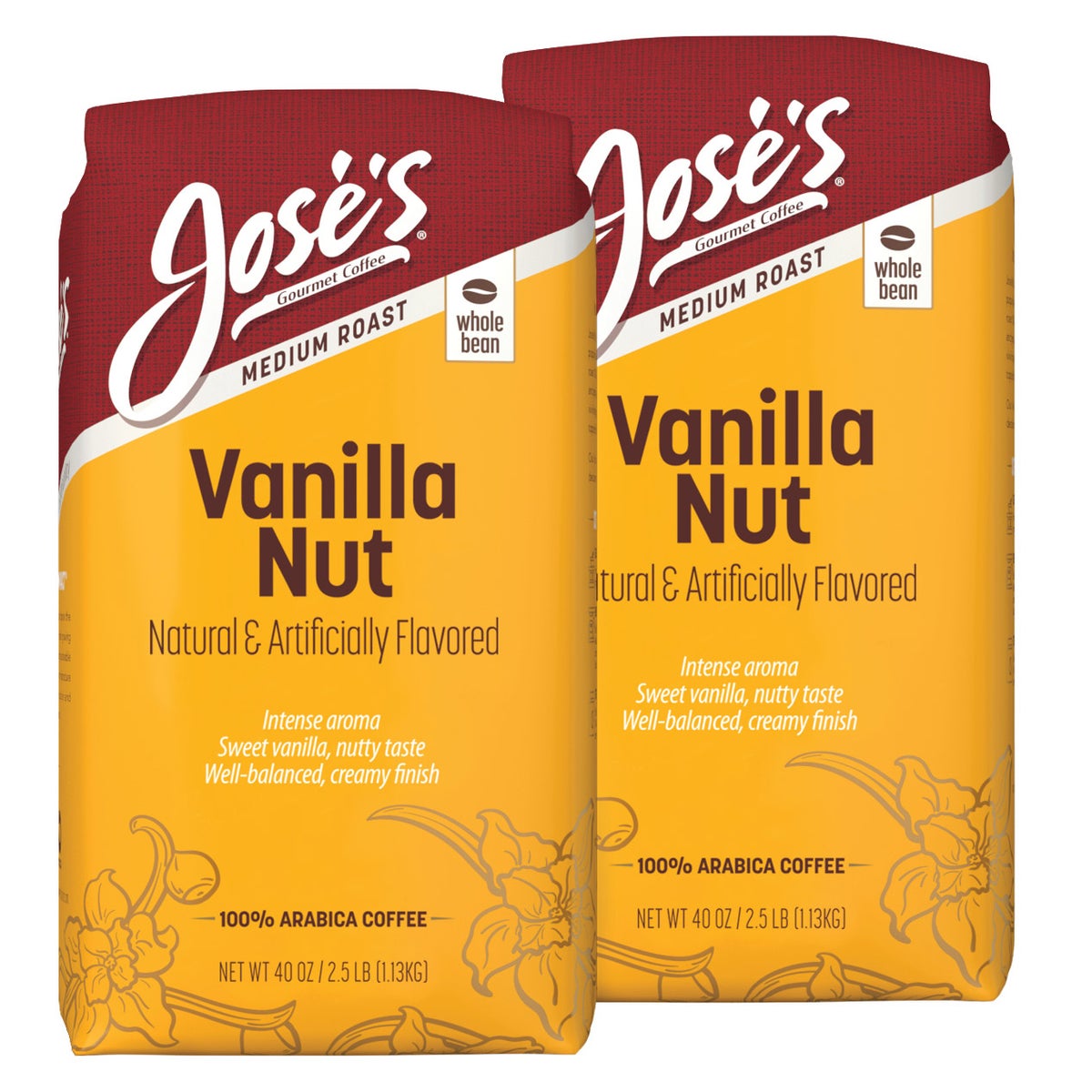 Jose's Vanilla Nut whole bean coffee 2.5 lb 2-pack