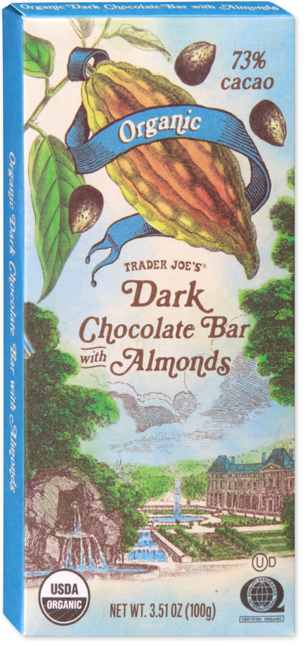 Trader Joe's organic dark chocolate bar with almonds
