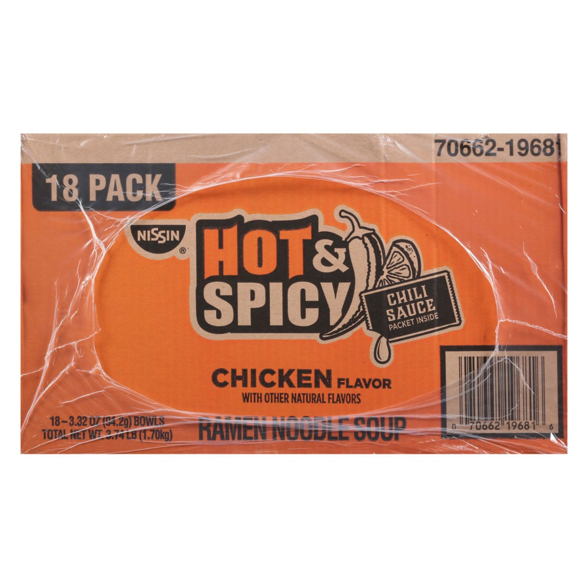 Nissin hot and spicy noodle bowl single serving