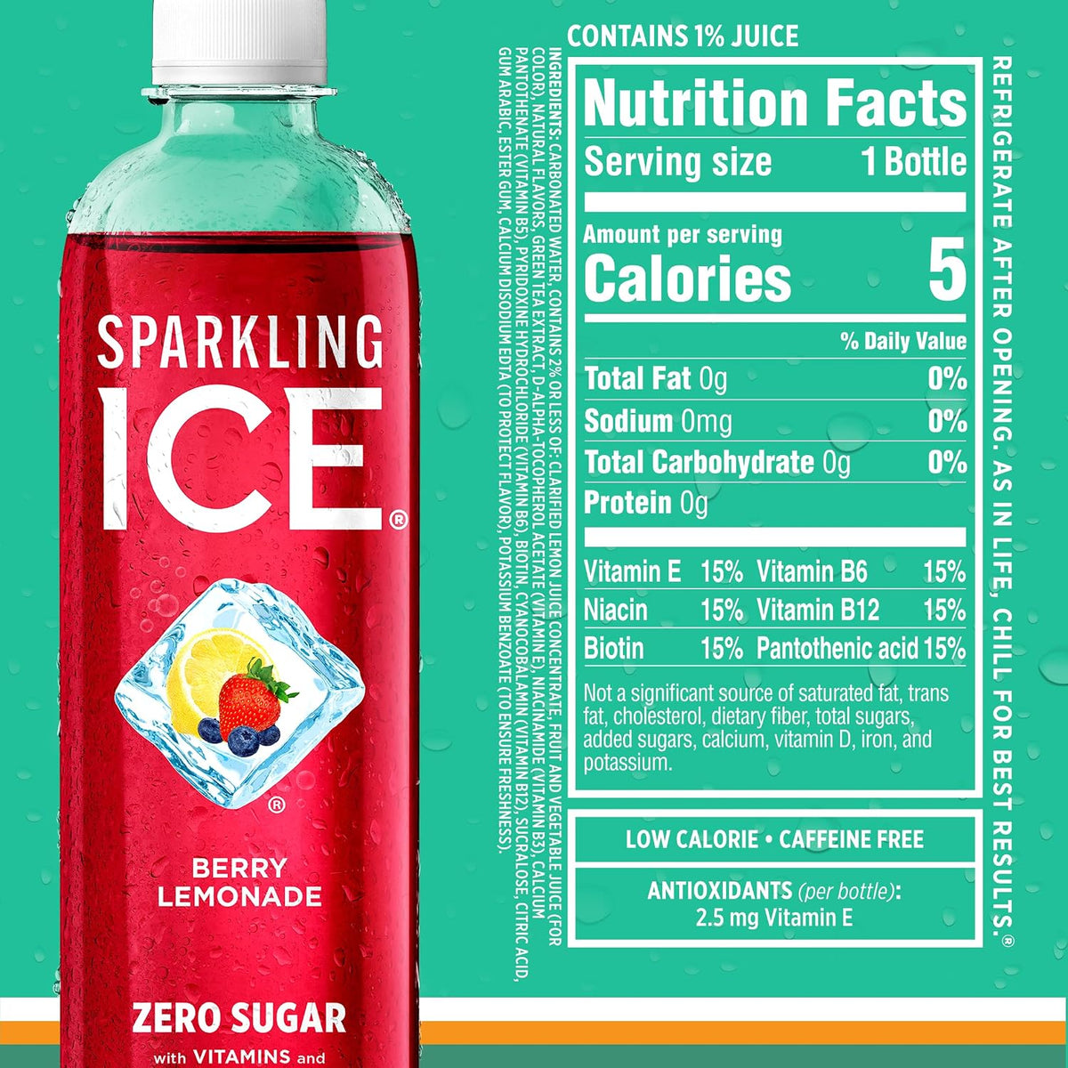 Sparkling Ice Classic Raspberry Peach and Berry Lemonade flavors
