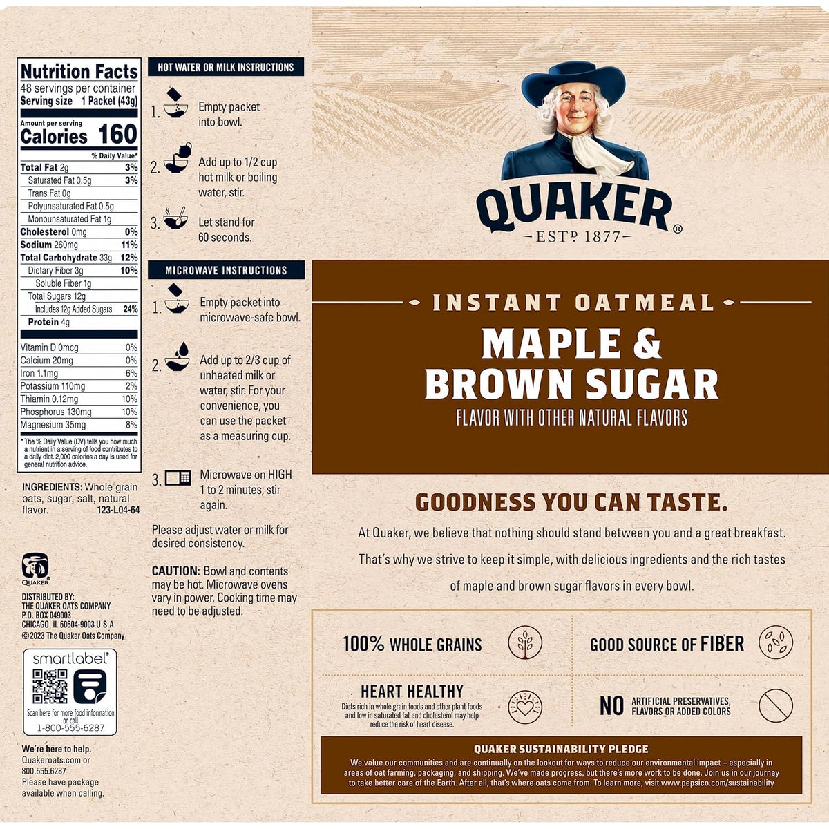 Quaker Instant Oatmeal breakfast cereal pack
