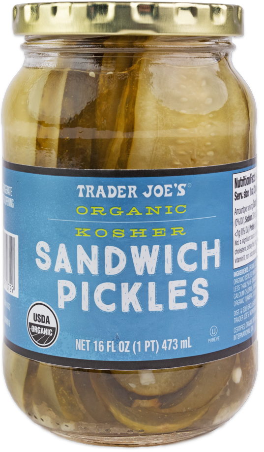 Trader Joe's Organic Kosher Sandwich Pickles jar