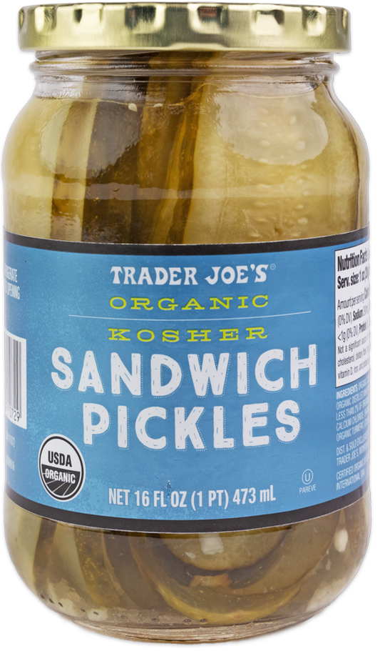 Trader Joe's Organic Kosher Sandwich Pickles jar