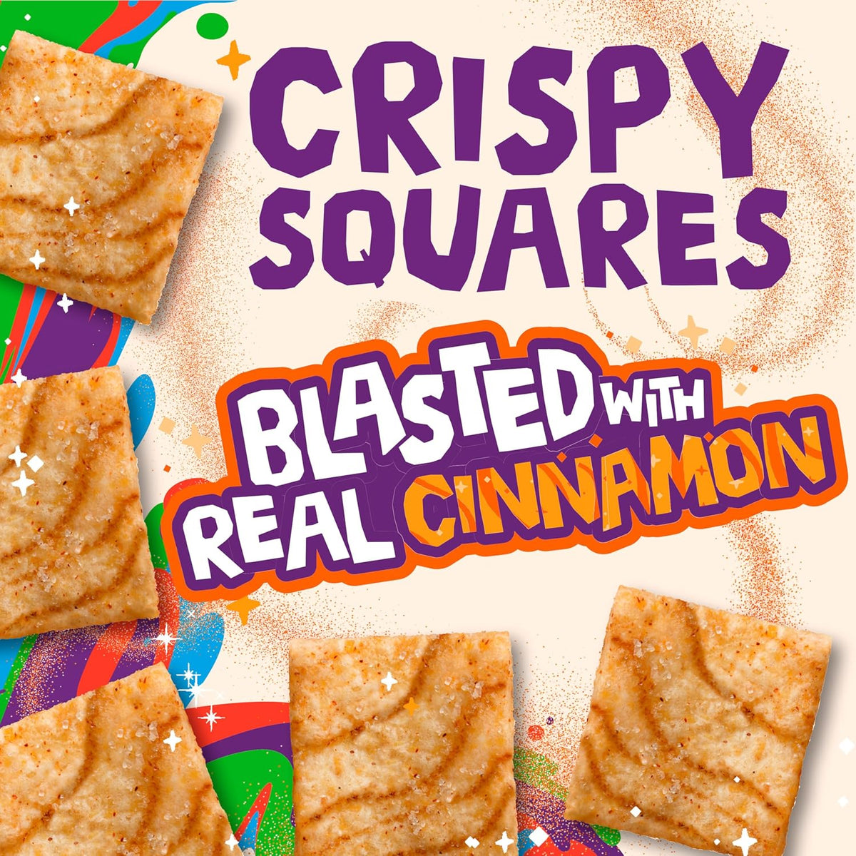 Whole grain cinnamon breakfast cereal box