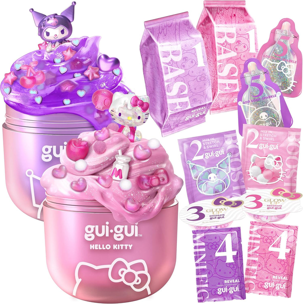 Pink glossy Hello Kitty ASMR slime with charms