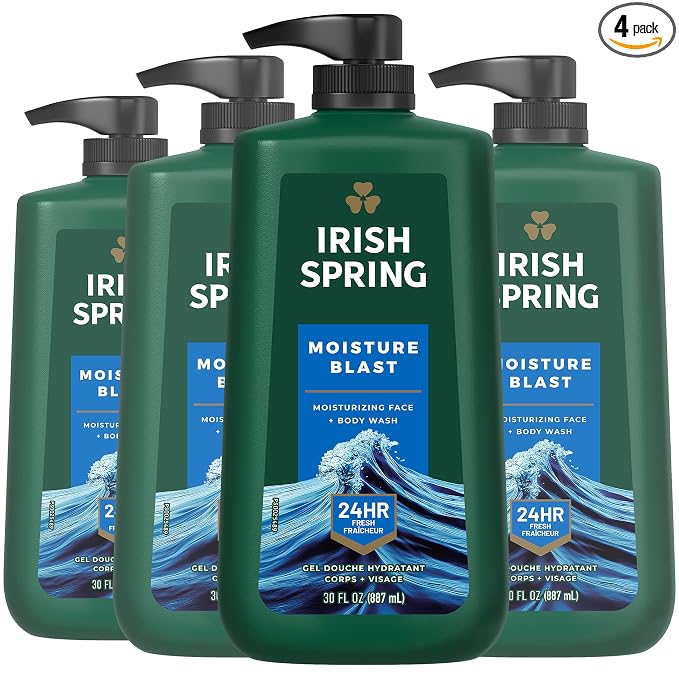Irish Spring Moisture Blast Body Wash 30 oz pump pack of 4