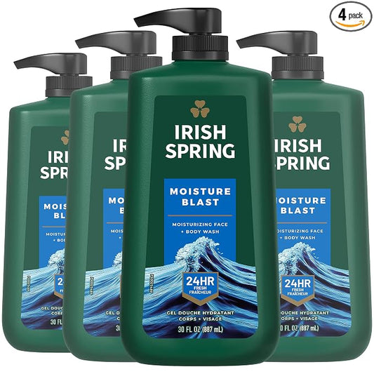 Irish Spring Moisture Blast Body Wash 30 oz pump pack of 4