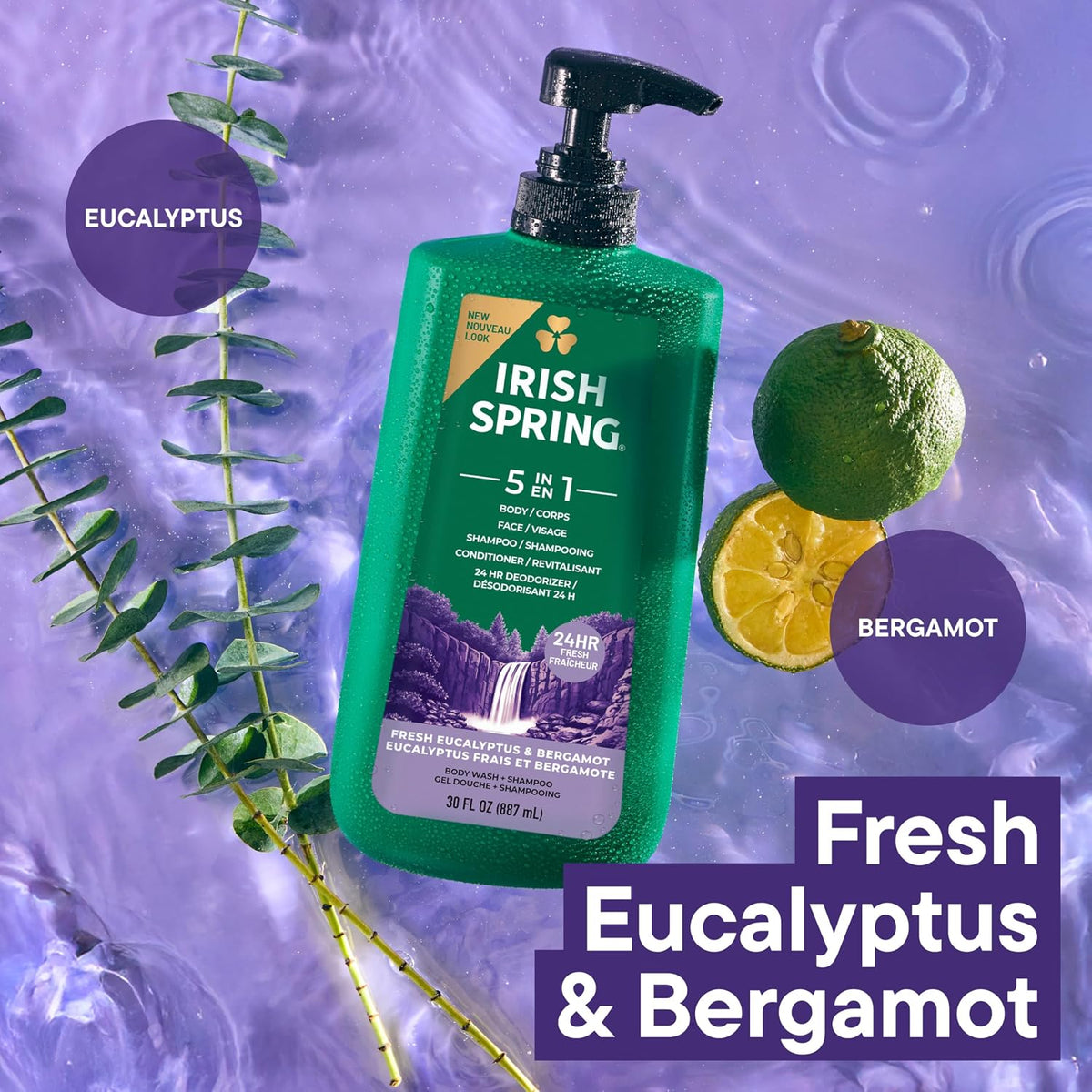 Irish Spring body wash bottle for gym travel and daily shower