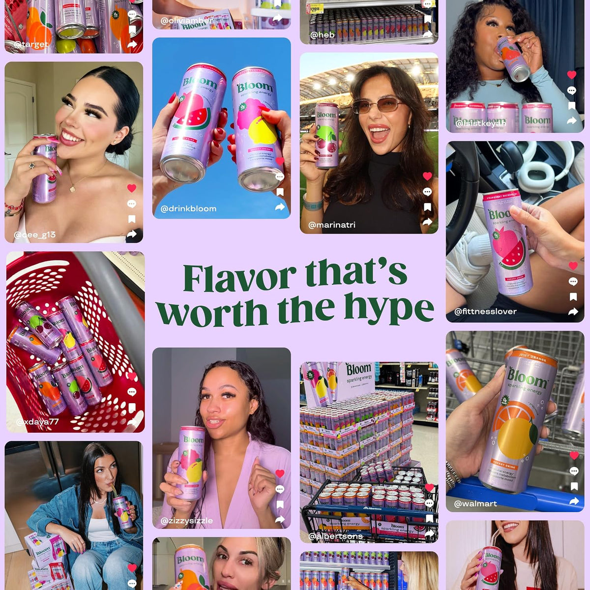 Bloom sparkling energy drink variety pack packaging