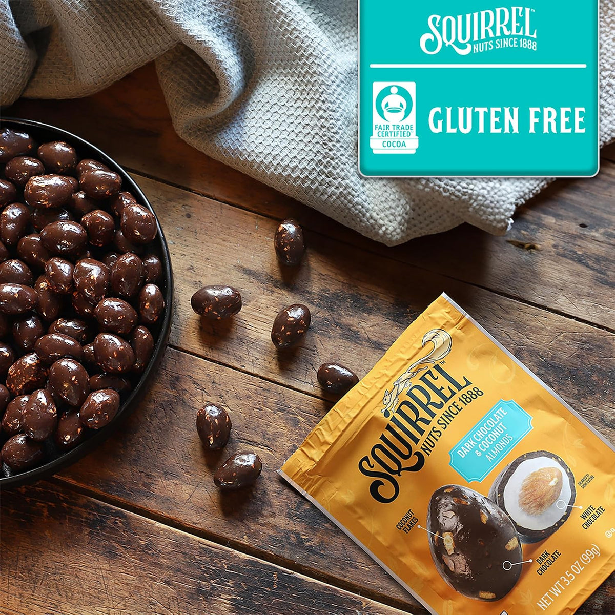 Gourmet Squirrel Brand chocolate covered almond snack