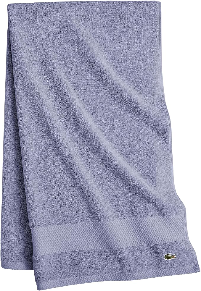 Lacoste Heritage Supima cotton bath towel in Light Denim
