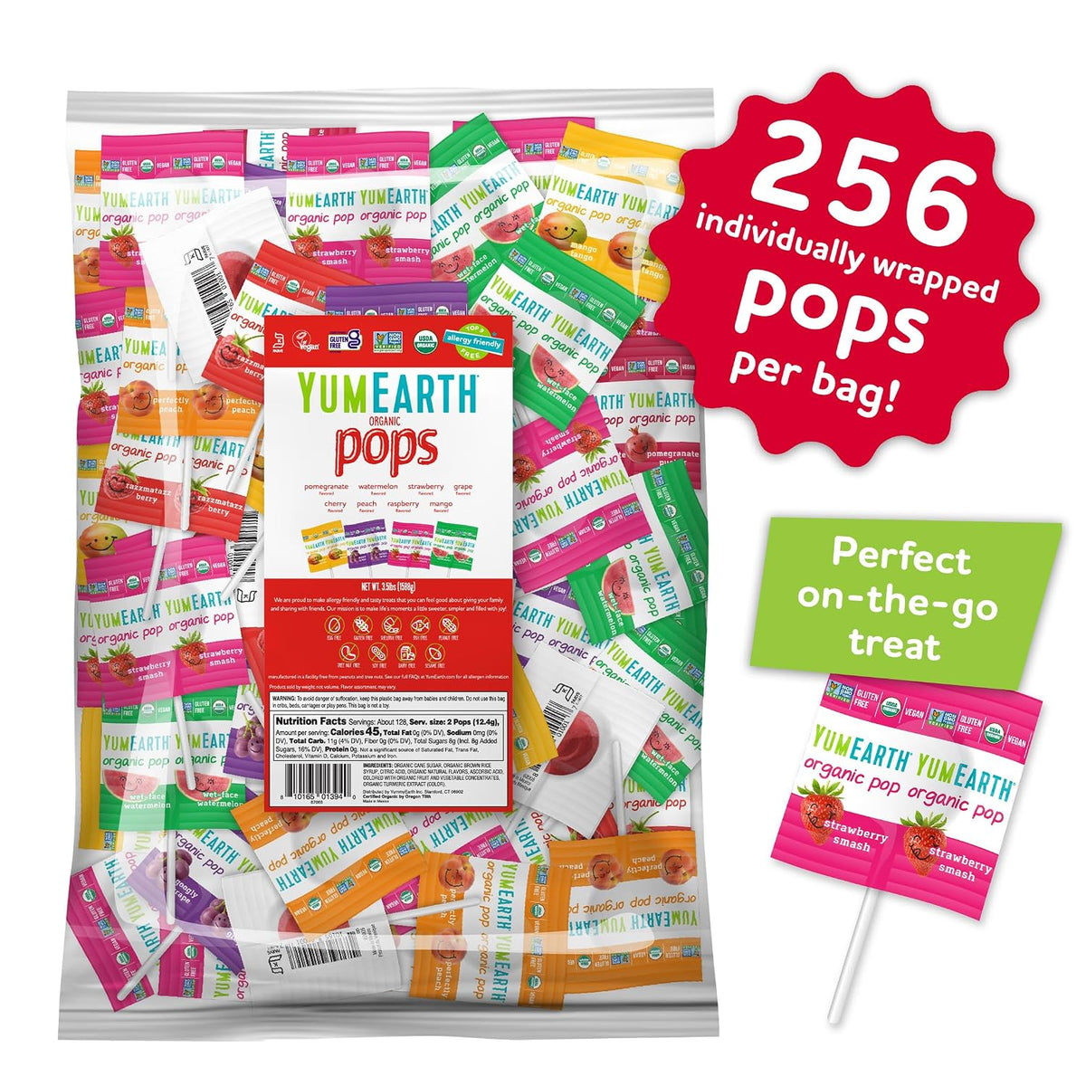 Individually wrapped organic candy pops by YumEarth
