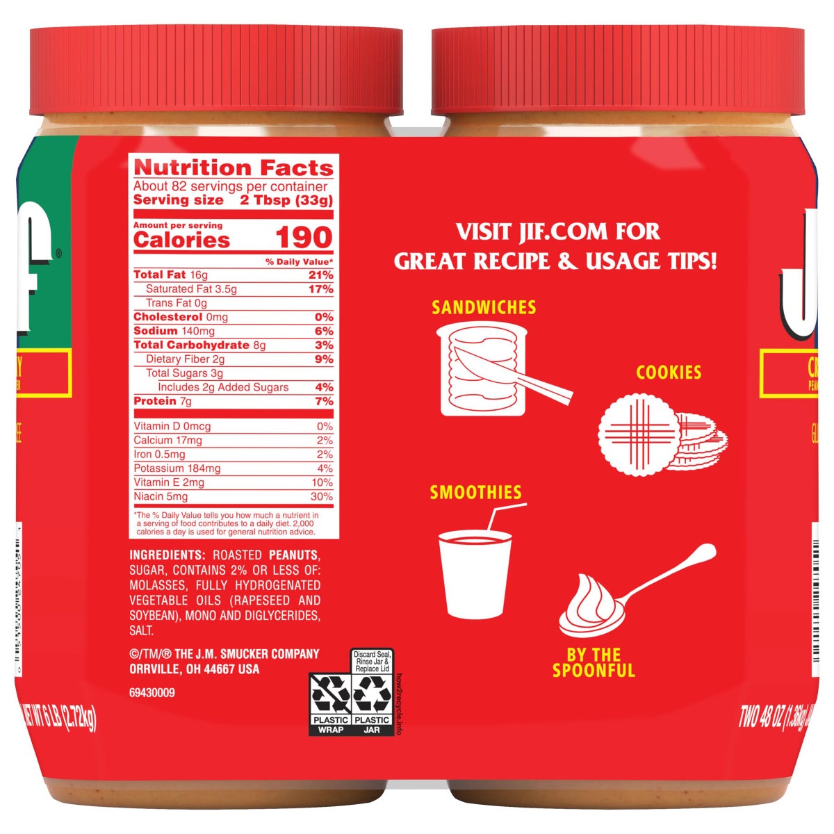 Jif creamy peanut butter pantry staple pack