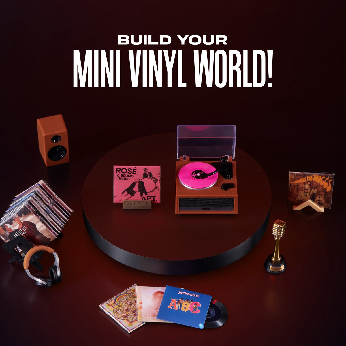 Mini Brands vinyl playset with included APT. mini record