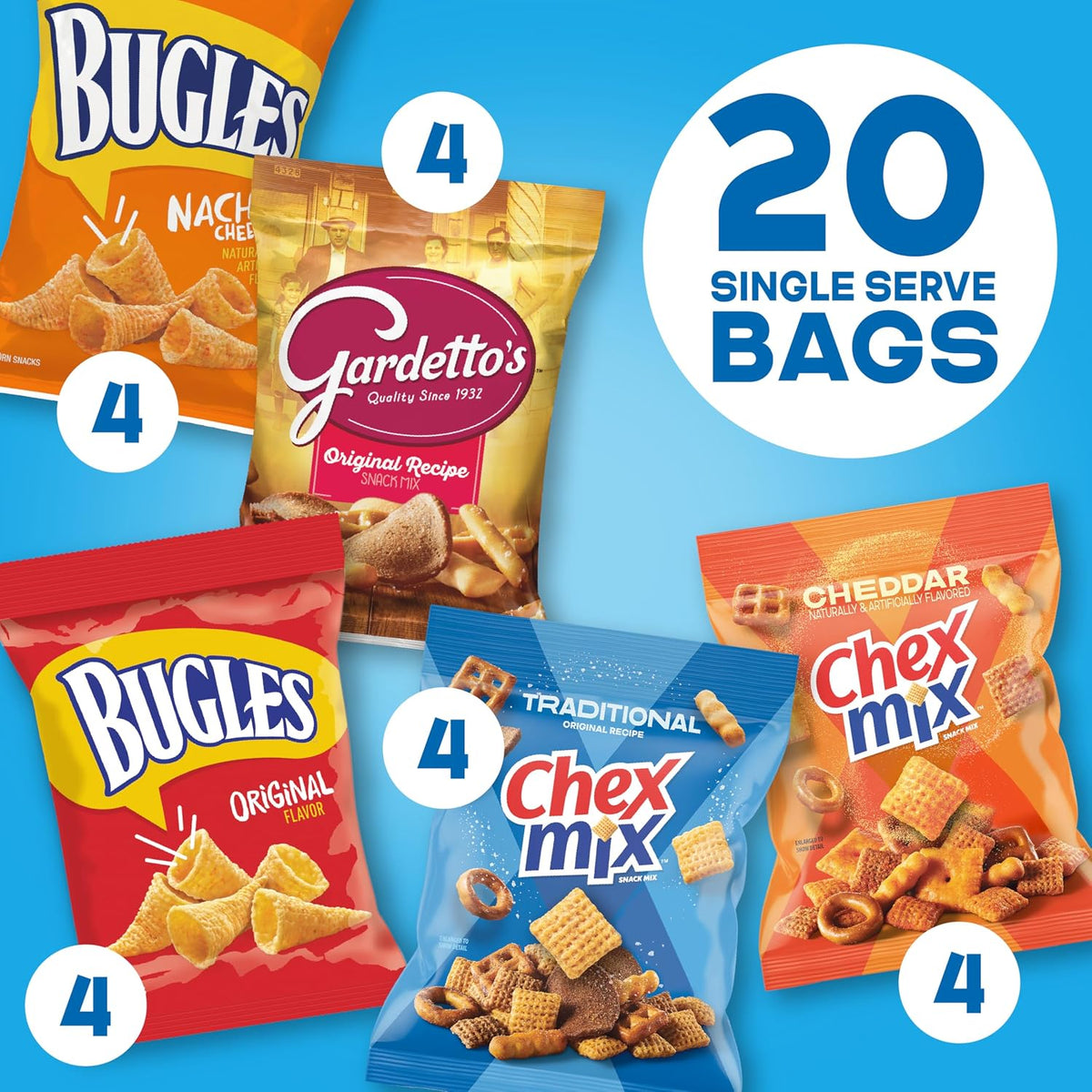 20 count snack variety pack for lunch boxes and travel