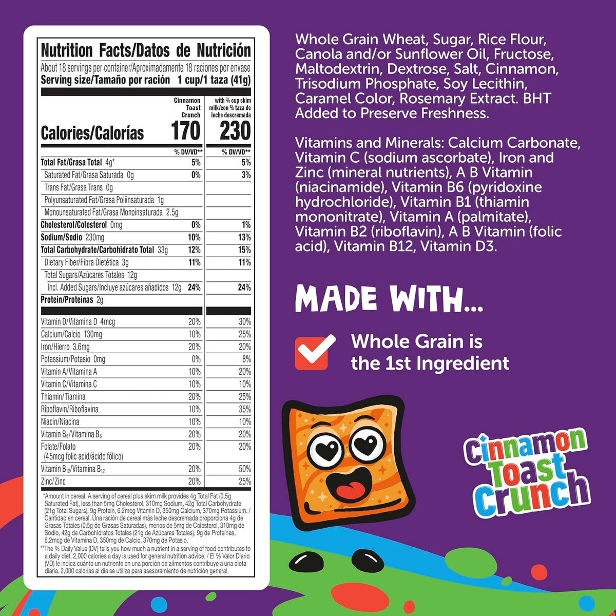 Crispy whole wheat and rice cereal for breakfast