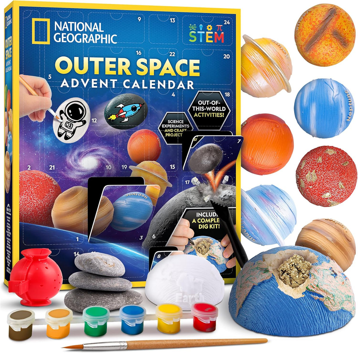 Kids space advent calendar with 24 activities