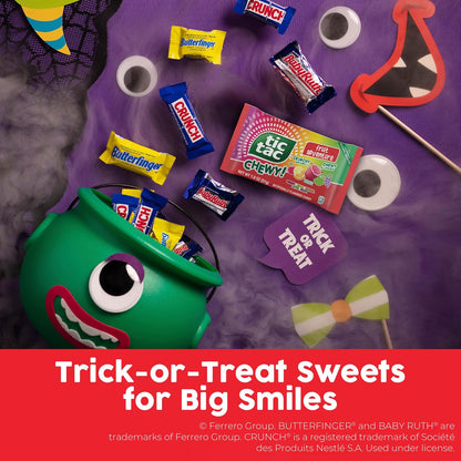 Fun size Butterfinger, CRUNCH, and Baby Ruth candy with TIC TAC CHEWY!