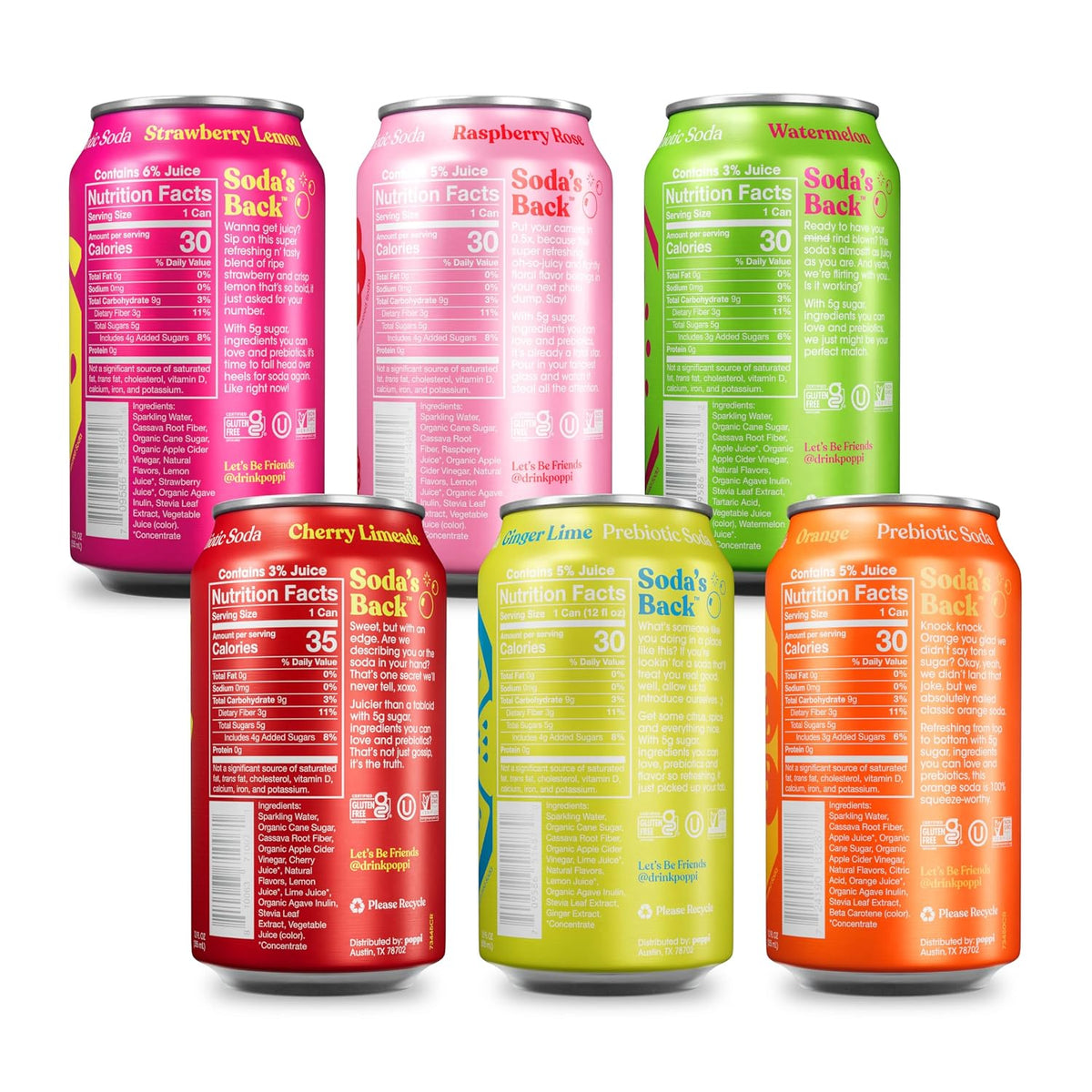 poppi Fun Favorites sparkling soda cans