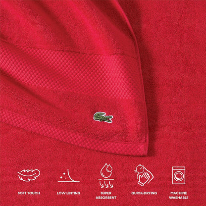 Lacoste Heritage cotton towel with pique border