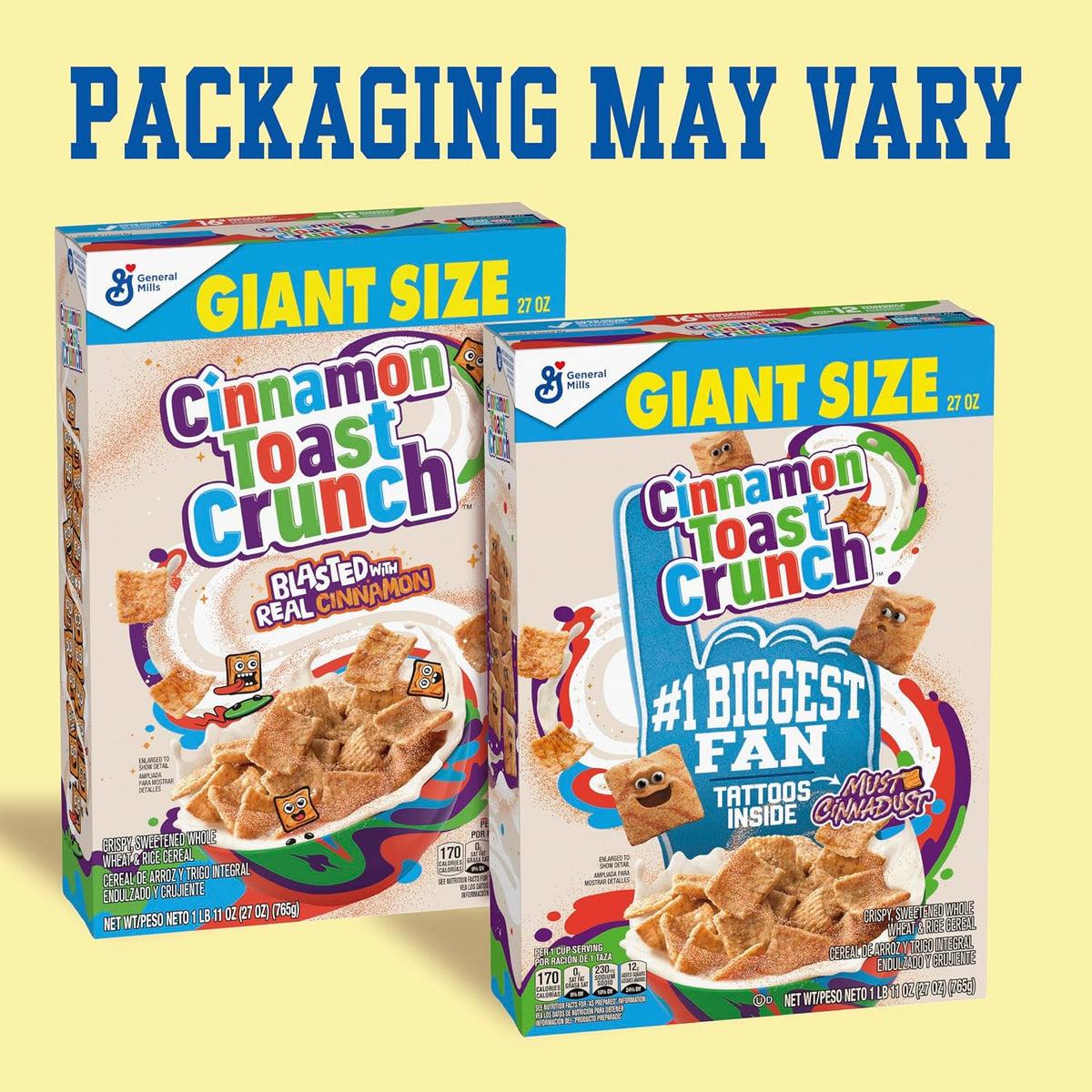 Cinnamon Toast Crunch cereal ready to eat with milk