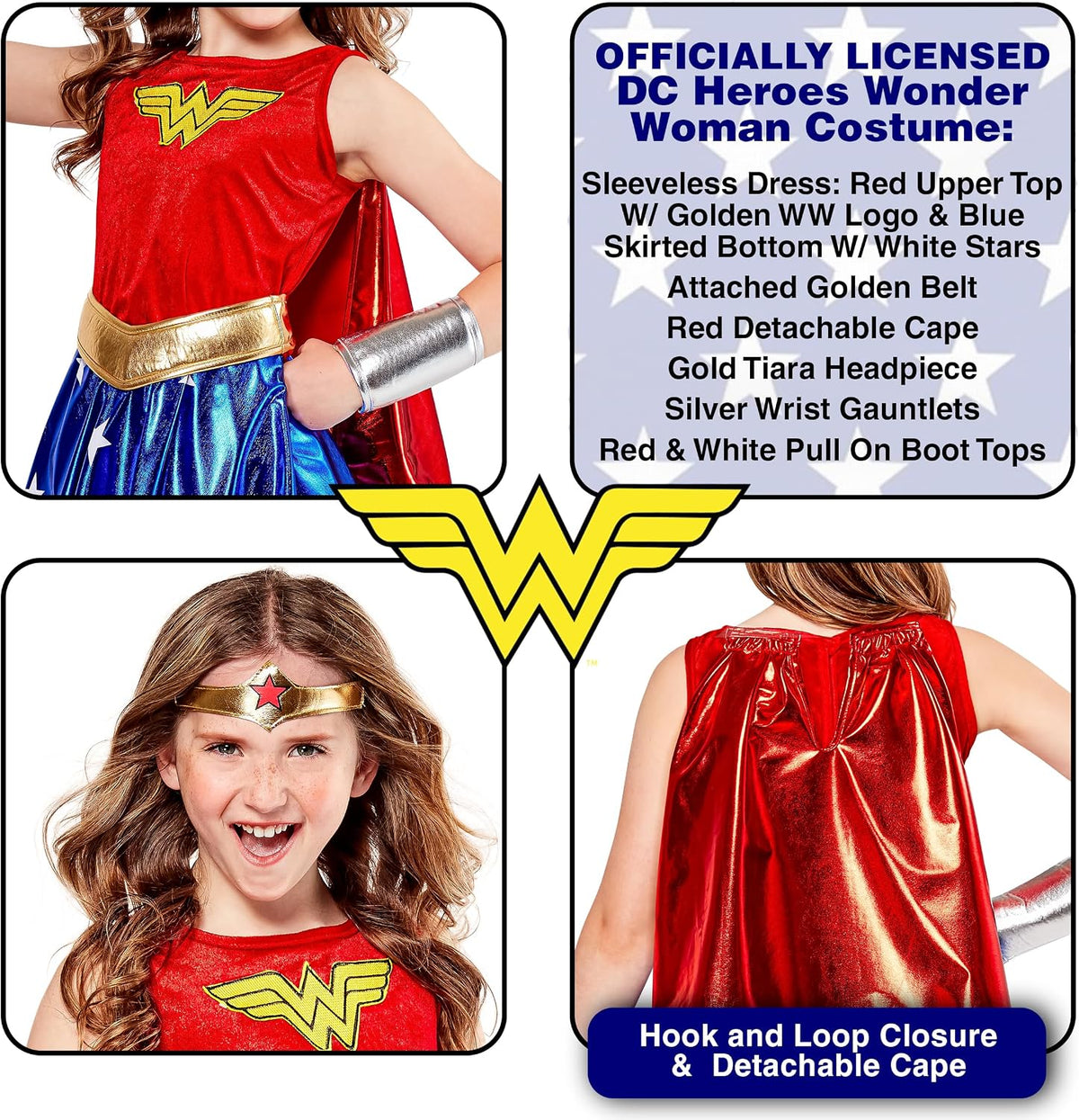 Girls superhero costume with cape and belt
