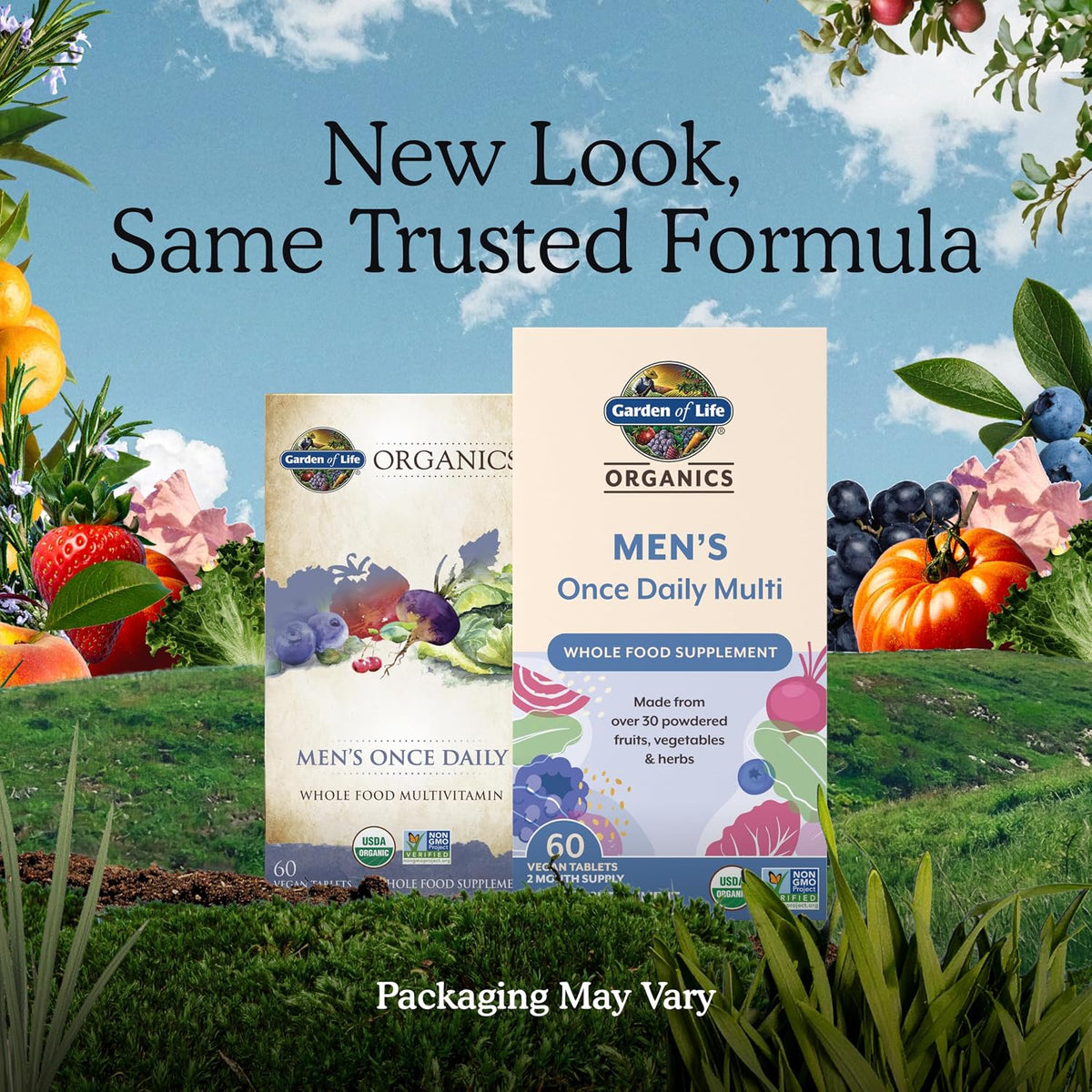 Organic vegan men's daily multivitamin supplement
