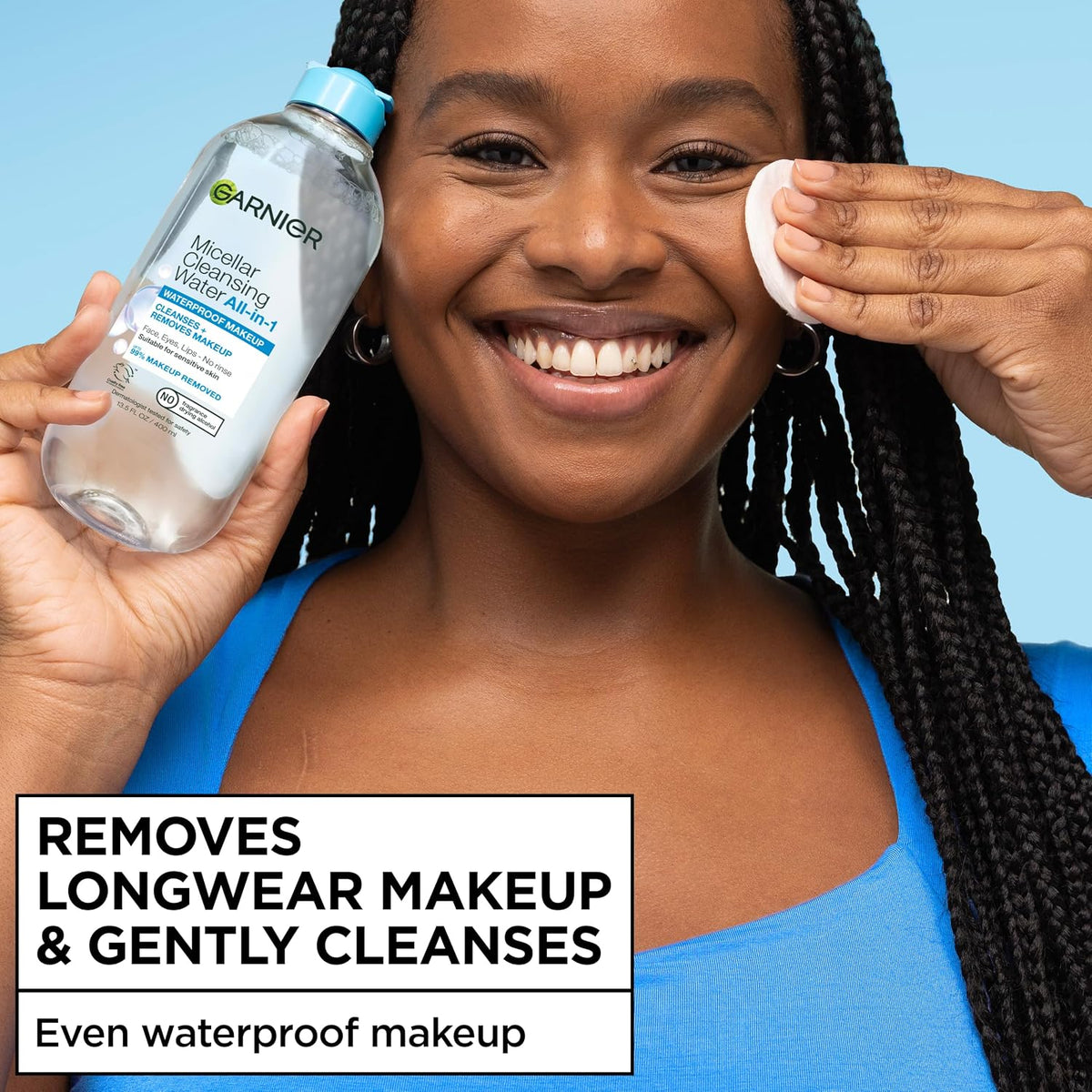 Oil-free fragrance-free Garnier makeup remover micellar water