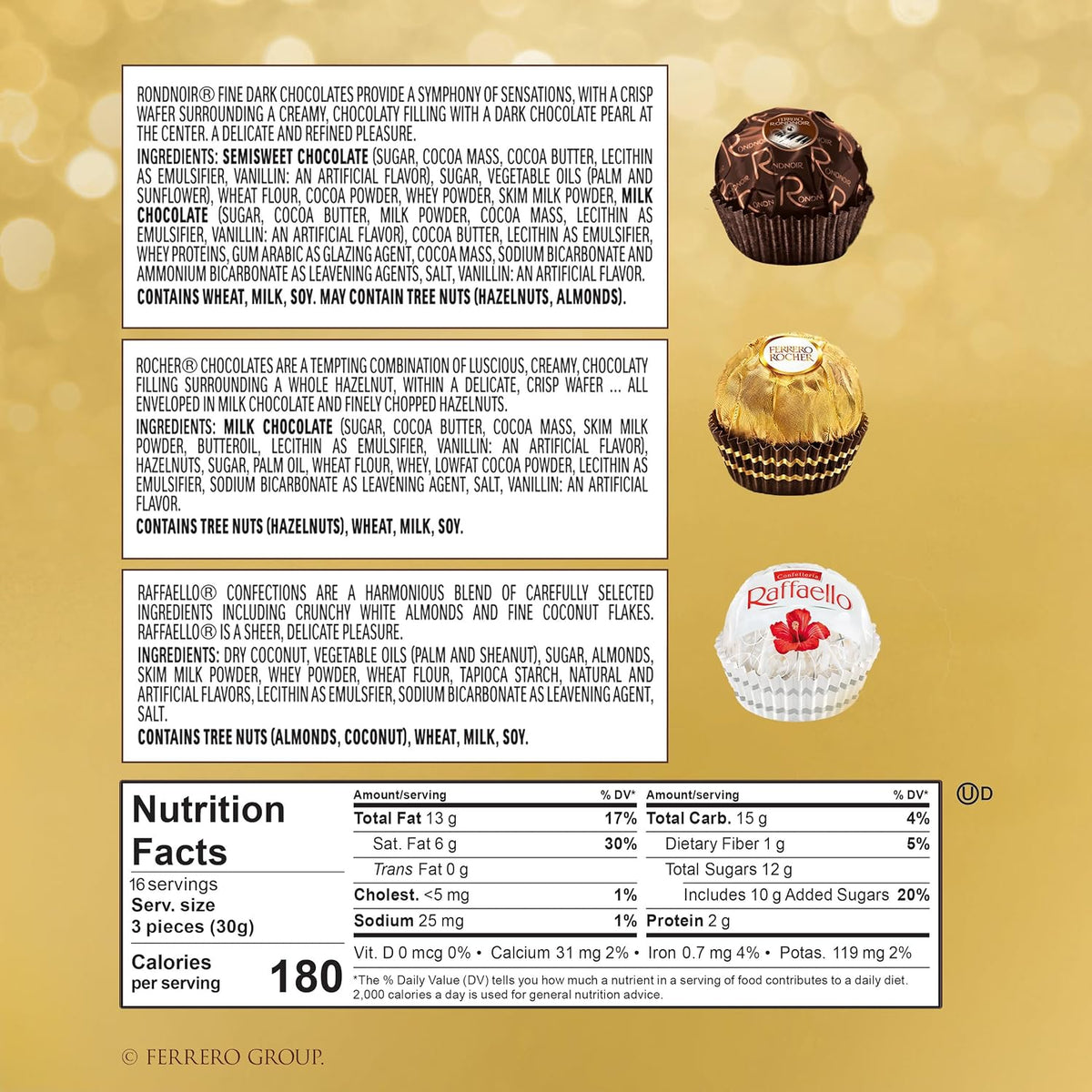 Ferrero Rocher Raffaello Rondnoir assortment box