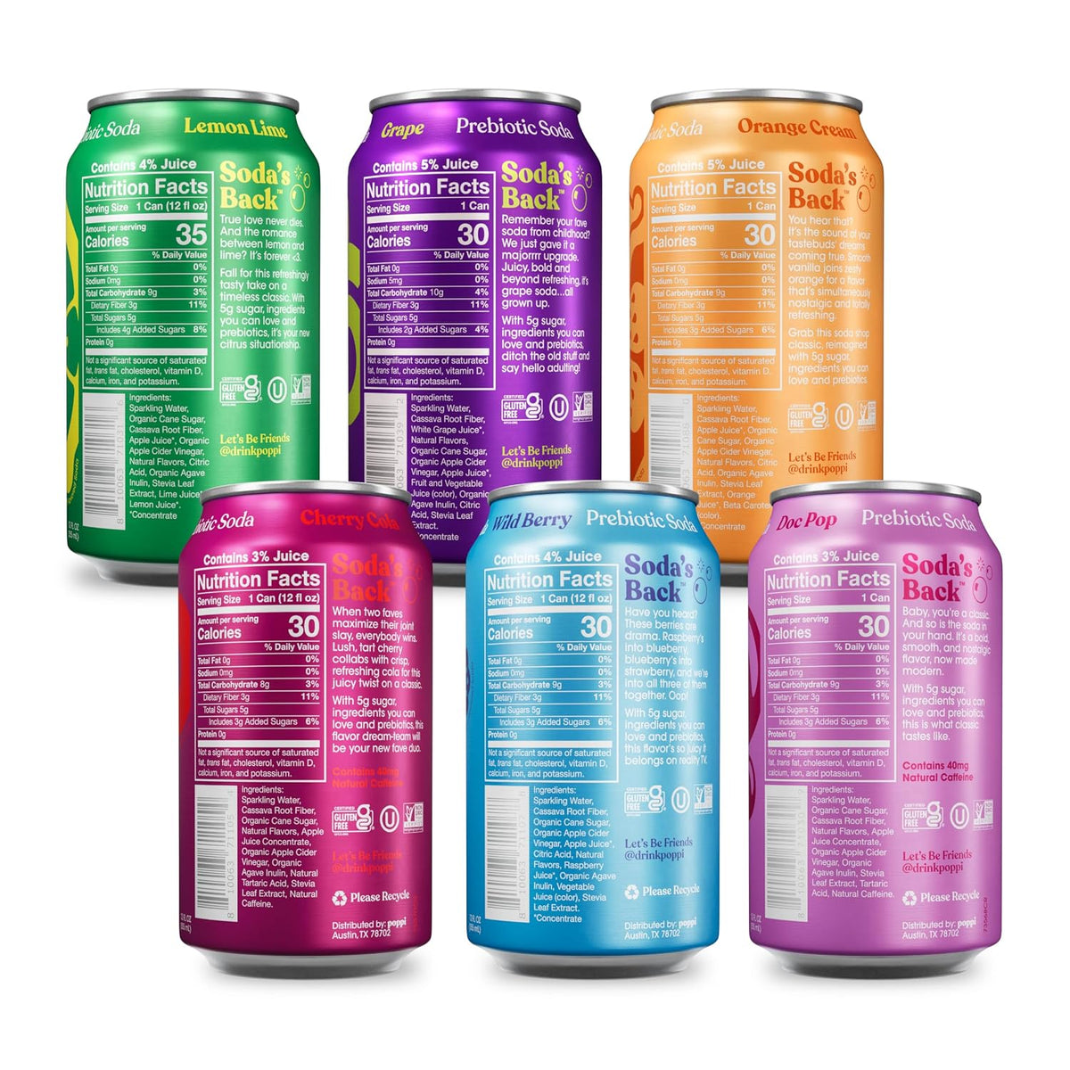 Crowd Pleasers poppi soda pack with 12 cans
