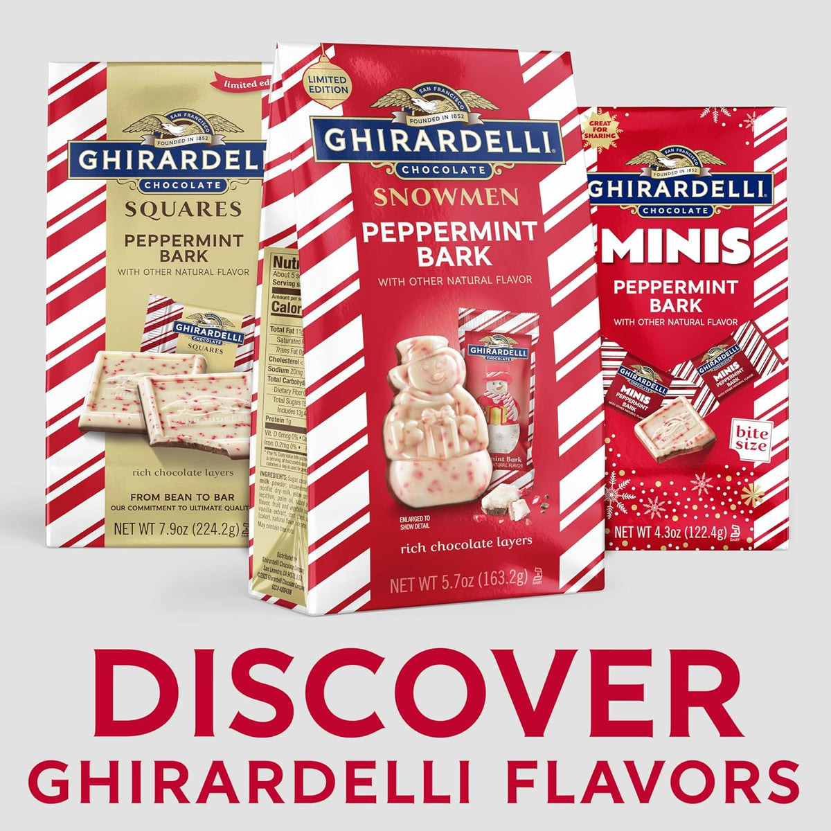 Ghirardelli holiday chocolate candy with peppermint flavor