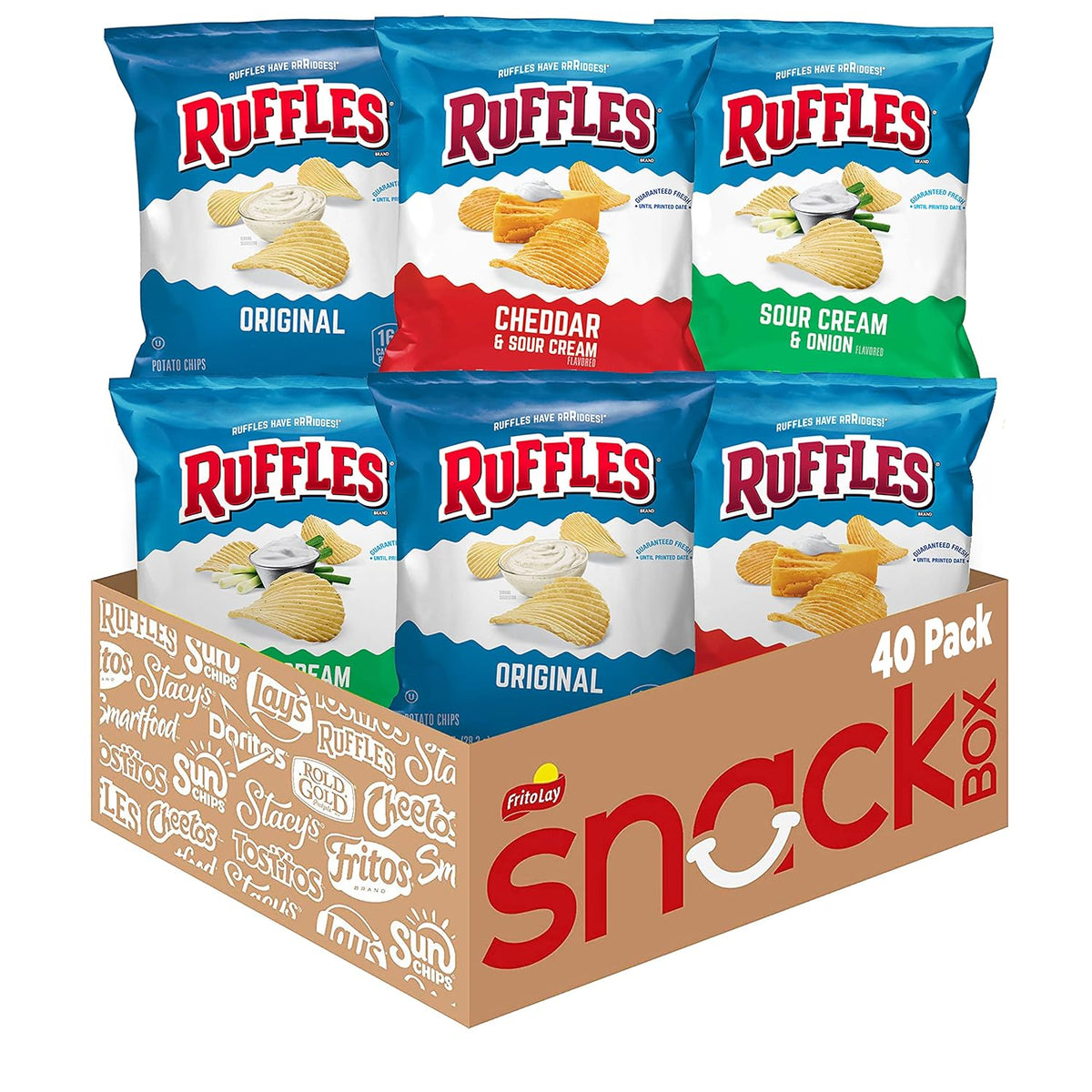 Ruffles ridged potato chips snack bags