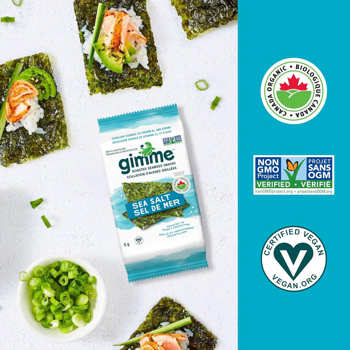 Sea salt flavored organic seaweed snack multipack