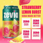 Zevia Strawberry Lemon Burst 12 oz soda cans