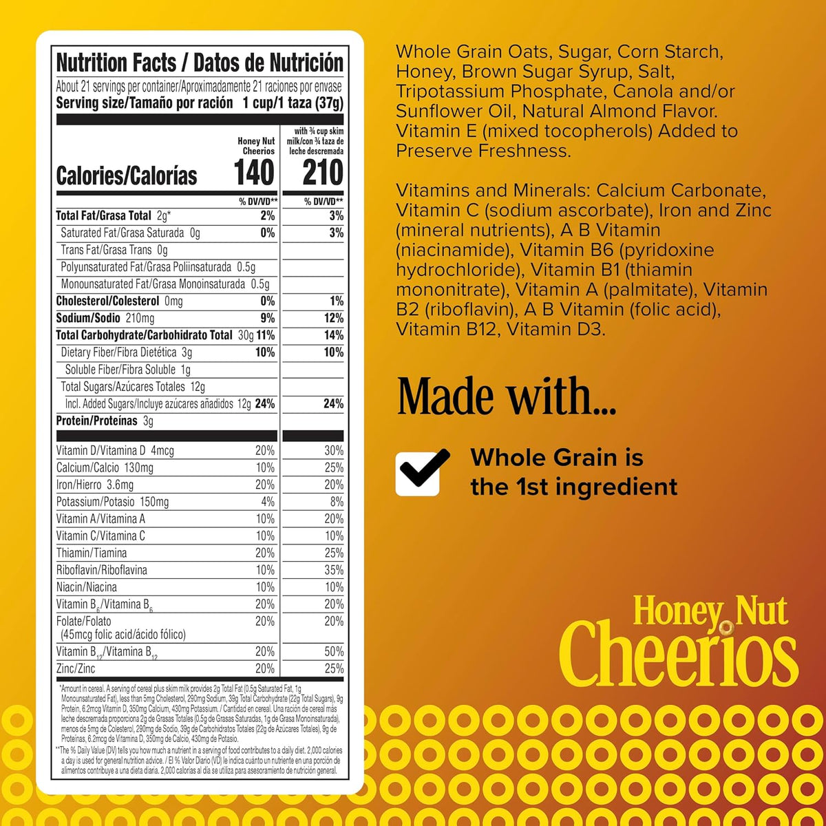 Cheerios Honey Nut cereal with heart shapes