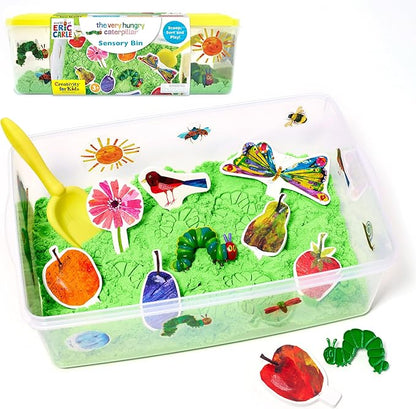 Reusable storage bin with construction sensory toys
