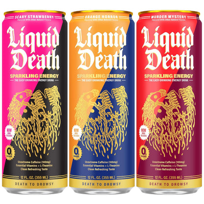 Liquid Death 100mg caffeine energy drink pack