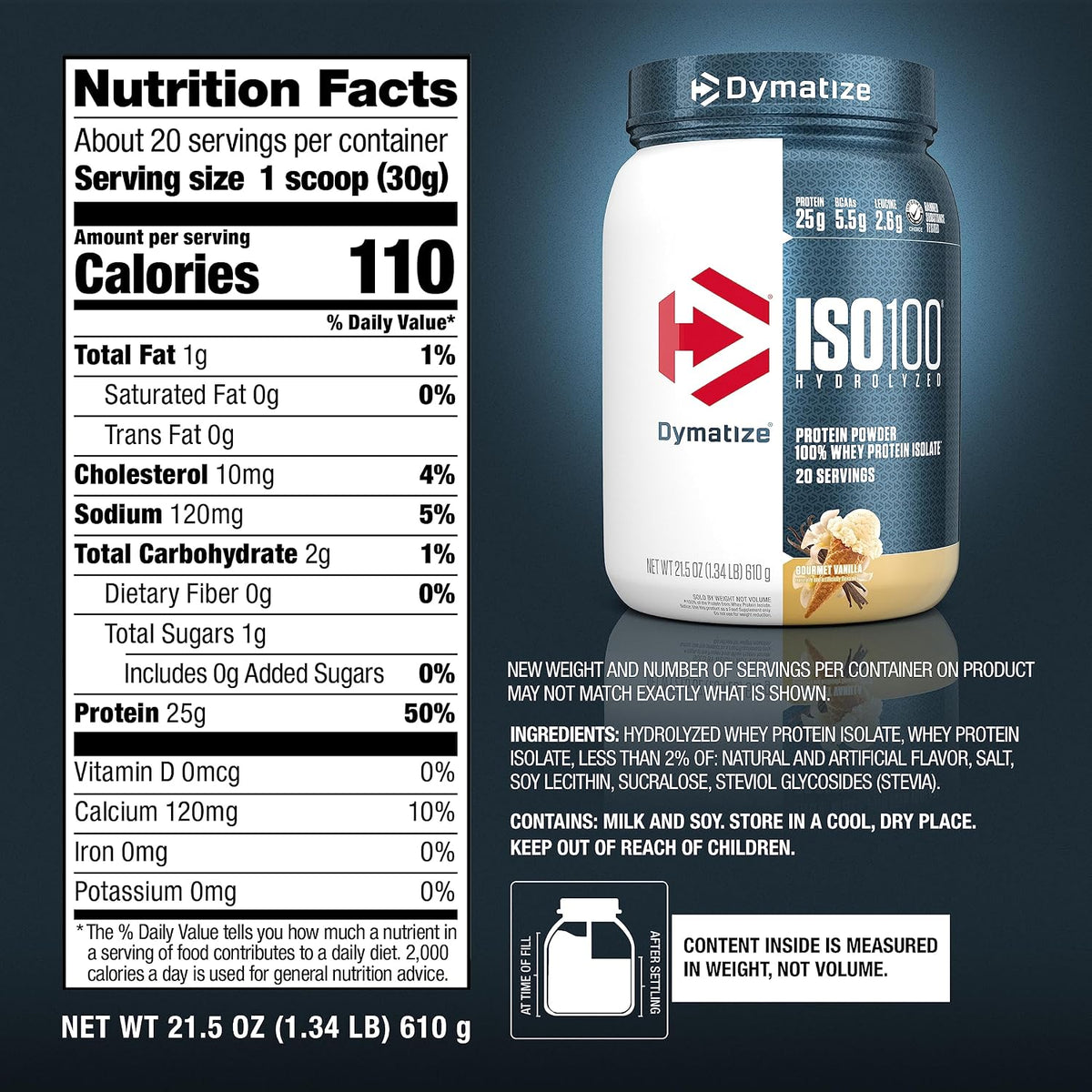 Dymatize ISO100 Gourmet Vanilla sports protein powder