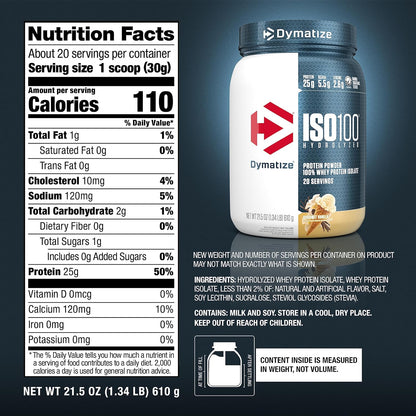 Dymatize ISO100 Gourmet Vanilla sports protein powder