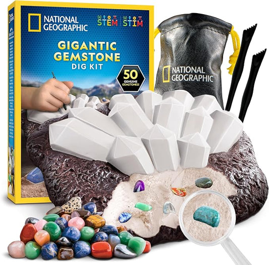 National Geographic gemstone dig kit with 50 real gemstones