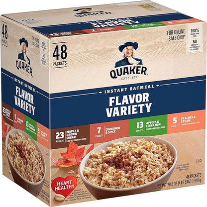 Quaker Instant Oatmeal 4 flavor variety pack 48 count