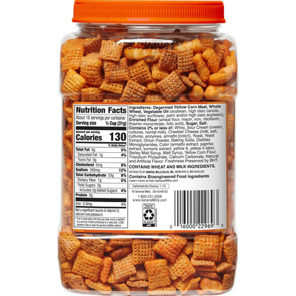 Chex Mix Cheddar party snack in shareable tub