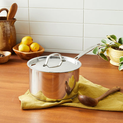 4-quart stainless saucepan with riveted handle