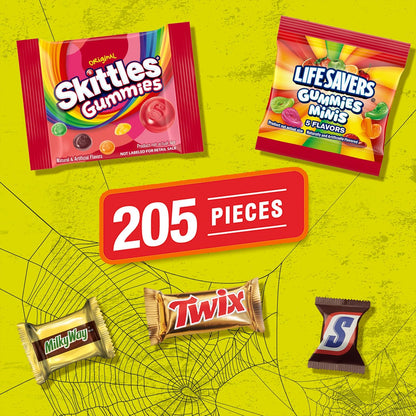 205 count Halloween candy bag with fun size treats