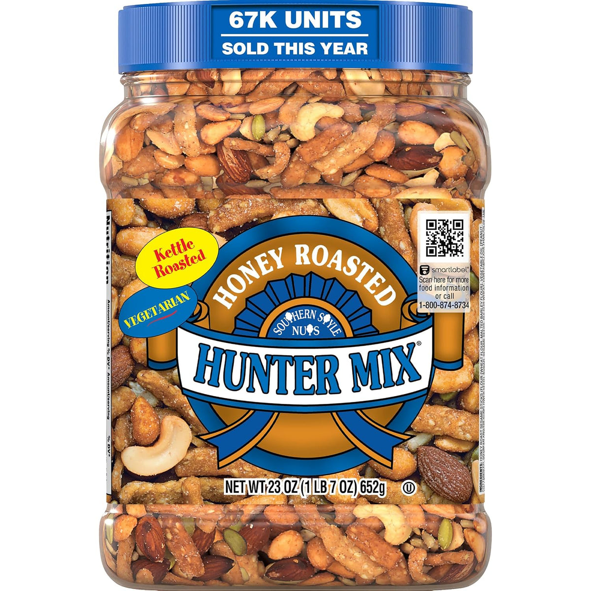 Honey roasted trail mix with nuts seeds and sesame sticks